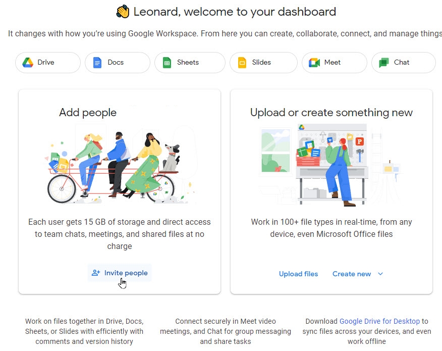 Google Workspace dashboard 